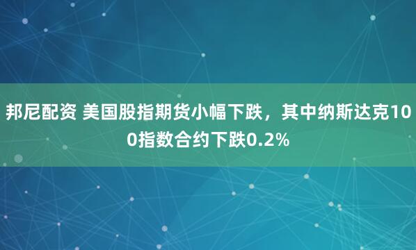 邦尼配资 美国股指期货小幅下跌，其中纳斯达克100指数合约下跌0.2%